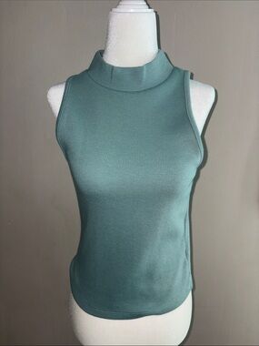A New Day - Sleeveless Mock Neck Tank Top - Blue